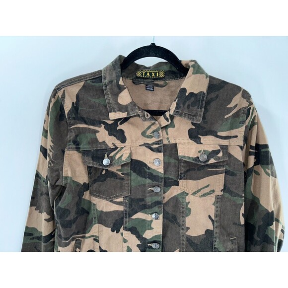 Women's Taxi Green Camo Cropped Lightweight Jacket Size M - Picture 2 of 5